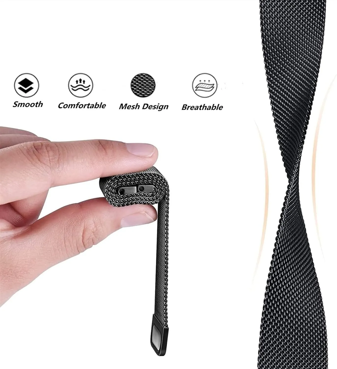 Stainless Steel Mesh Metal Watch Band 12mm 14mm 16mm 18mm 20mm 22mm 24mm Quick Release Magnetic Adjustable Watch Strap Mesh Woven Smartwatch Replacement Straps for Men Woman