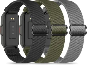 Sunnyson 3 Pack Stretchy Nylon Watch Bands Compatible with Mindrose H80 1.47 inch Smart Watch,Adjustable Loop Soft Elastic Replacement Straps for Mindrose H80 Fitness Trackers IP68 for Women Men