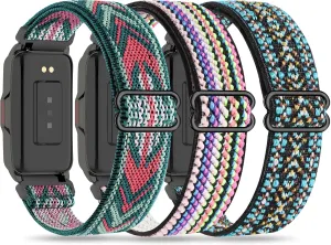 Sunnyson 3 Pack Stretchy Nylon Watch Bands Compatible with Mindrose H80 1.47 inch Smart Watch,Adjustable Loop Soft Elastic Replacement Straps for Mindrose H80 Fitness Trackers IP68 for Women Men