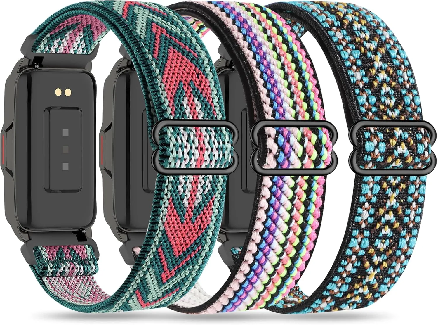 Sunnyson 3 Pack Stretchy Nylon Watch Bands Compatible with Mindrose H80 1.47 inch Smart Watch,Adjustable Loop Soft Elastic Replacement Straps for Mindrose H80 Fitness Trackers IP68 for Women Men
