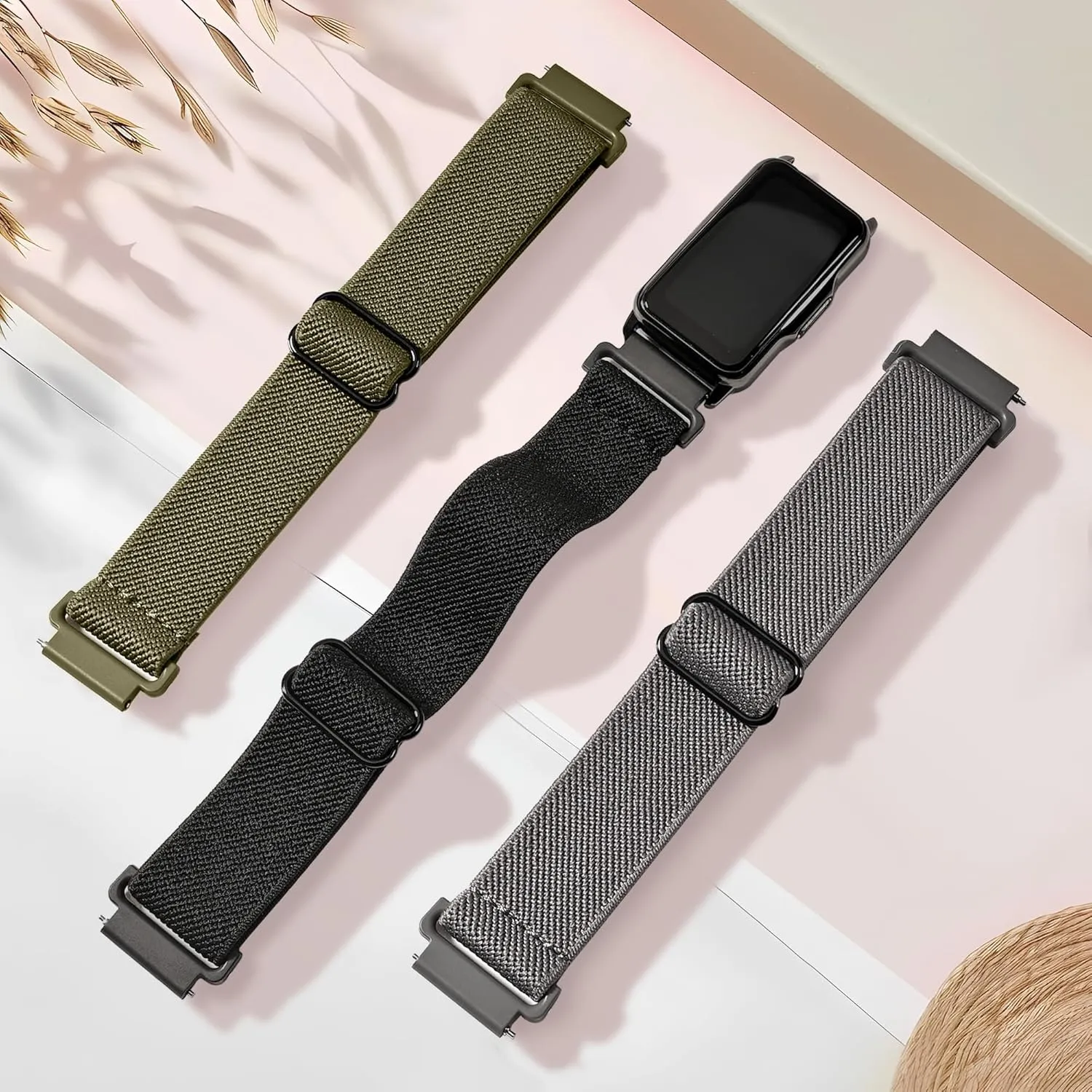 Sunnyson 3 Pack Stretchy Nylon Watch Bands Compatible with Mindrose H80 1.47 inch Smart Watch,Adjustable Loop Soft Elastic Replacement Straps for Mindrose H80 Fitness Trackers IP68 for Women Men