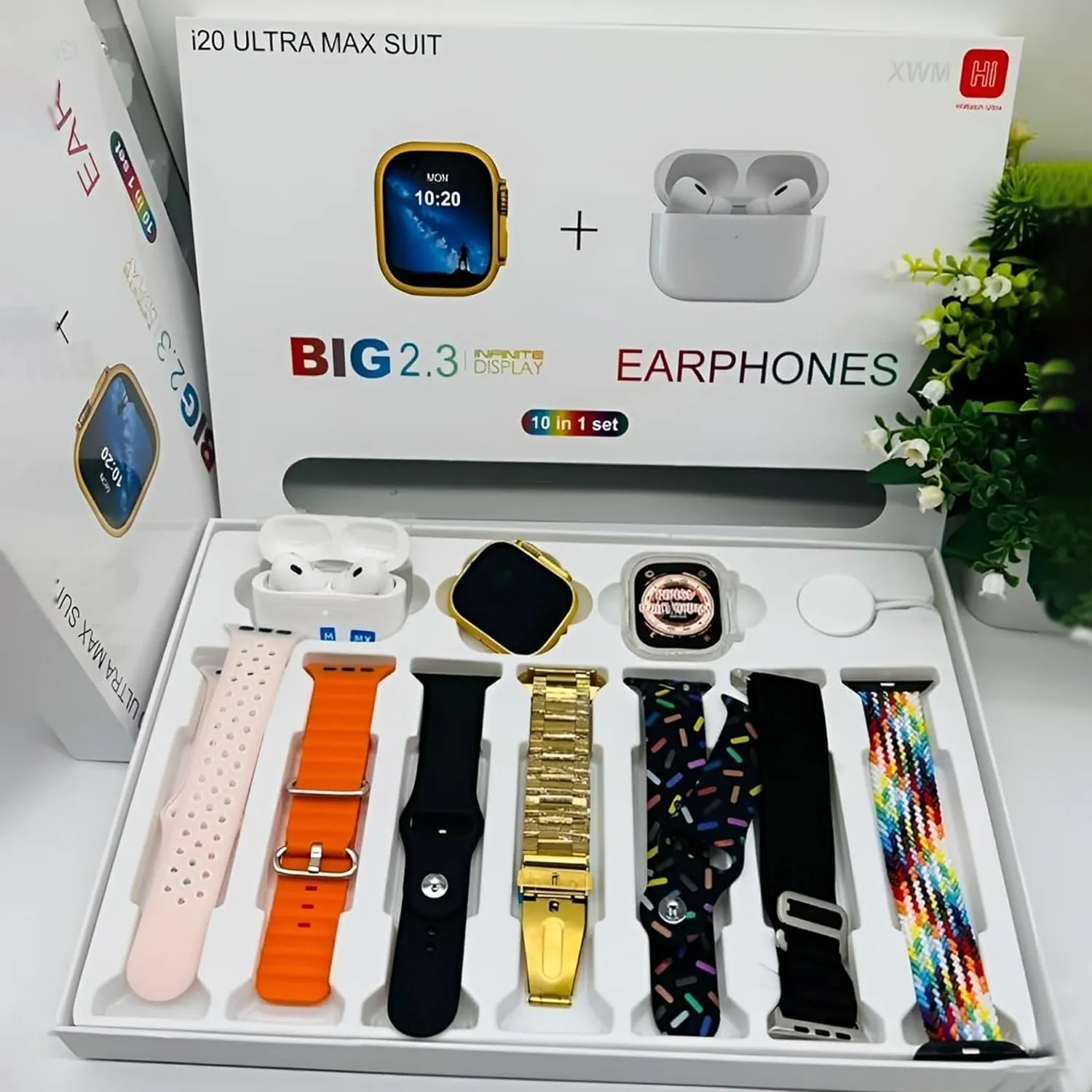 Ultra Smart Bluetooth Watch   Earphones & 7 Straps Set
