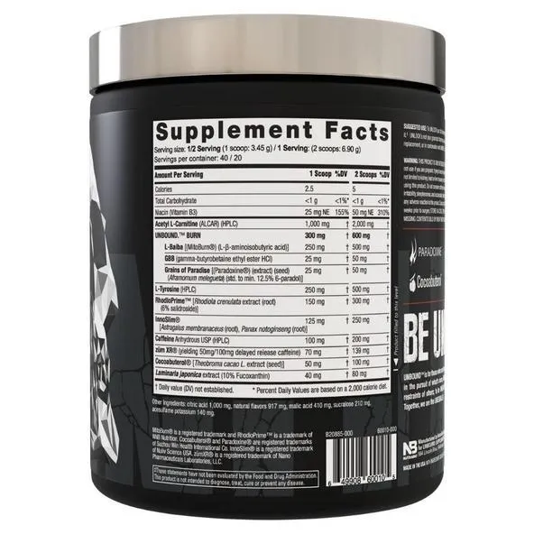 Unbound Unlock Thermogenic Fat Burner 20 Servings