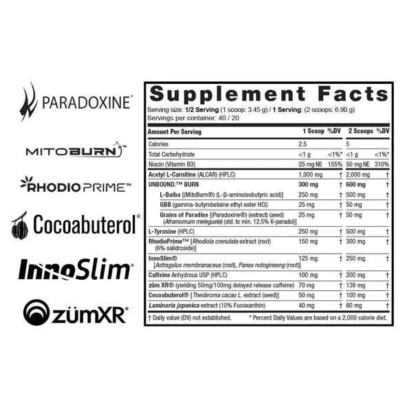 Unbound Unlock Thermogenic Fat Burner 20 Servings