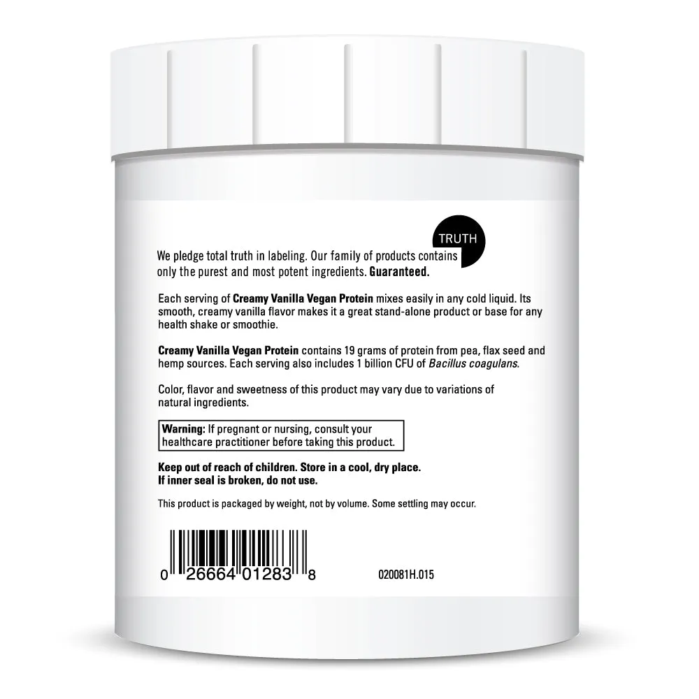 Vegan Protein Creamy Vanilla 14.29 oz. by Davinci Labs