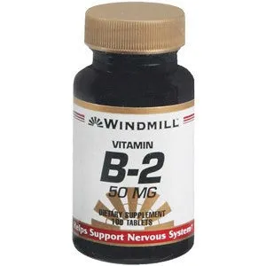 Vitamin B2 (Riboflavin) Supplement 50 mg Tablets 100 Count