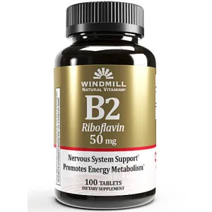 Vitamin B2 (Riboflavin) Supplement 50 mg Tablets 100 Count