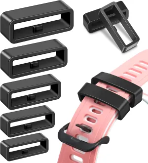 Watch Band Holder Loop, 10pcs Silicone Strap Keepers in Black for 18mm 20mm 22mm 24mm, and 26mm Watch Bands and Fitness Trackers