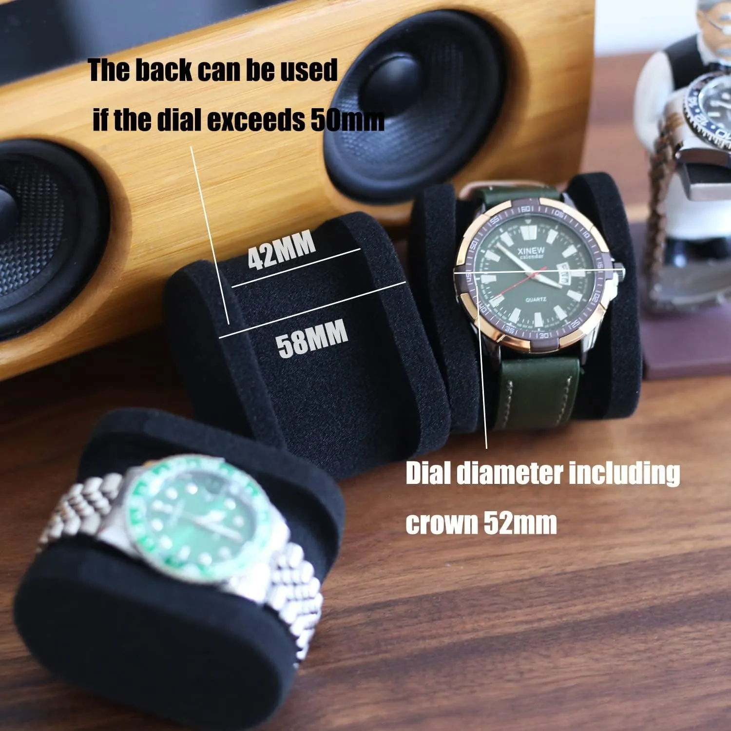 watch box organizer for men or Women 2 watch travel case Portable Storage watch display holder for Wristwatches and Smart Watches up to 58mm(Blue2 slot)